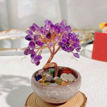 Albero di cristallo Chakra fatto a mano, avvolto in filo di rame. Albero di pietre preziose curative per buona fortuna, energia positiva, ricchezza,