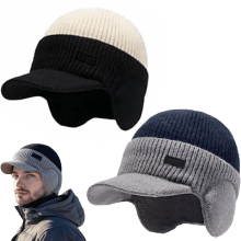 Cappello antivento e caldo con visiera, cappello invernale lavorato a maglia con paraorecchie: massimo calore, fodera in pile e design per la