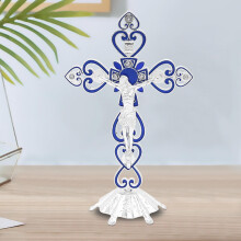 Supporto per crocifisso religioso da parete, croce di Gesù, decorazione cristiana da tavolo per la preghiera, pregevole fattura, alto 20 cm,
