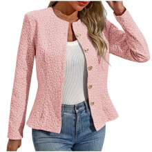 abtuhar Damenblazer, Blazer für Damen, Lässiger Damenblazer mit dreidimensionalem Blumenmuster, langen Ärmeln, Rundhalsausschnitt, schmal