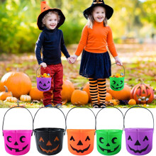 Halloween-Kürbis-Süßigkeiteneimer – Tragbarer, wiederverwendbarer Kunststoffeimer mit Griff, geeignet für Halloween-Partys