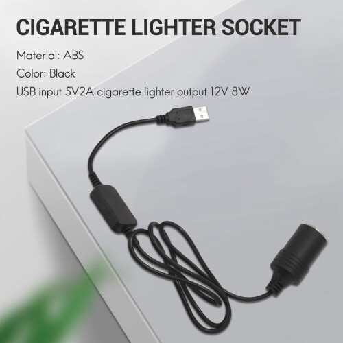 USB 5V To 12V Car Cigarette Lighter Socket Power Female Converter Adapter Cable 2