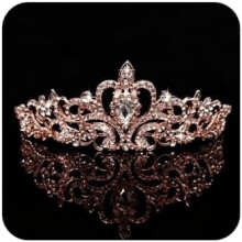 Diadema color oro rosa con cristalli e pettinini – Accessorio per capelli da sposa, da ballo e per feste, per donne e ragazze (compatibile con