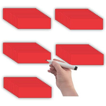 Etiquetas magnéticas borrables en seco (1x3, paquete de 60), imanes para escribir (rojo)