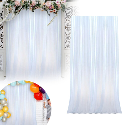 Sheer Voile Backdrop Curtain White 75x215cm 1