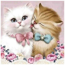 5D Diy Diamond Painting Stitch Couple Cat Diamond Painting Round Rhinestones Embroidery Animals
