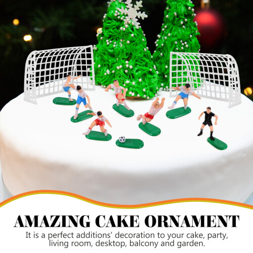 Football Player Cake Toppers Set - Plastic, Assorted Colours 1