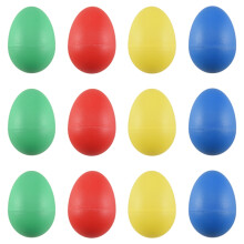 12 Stuks Plastic Eiershakers Set met 4 Verschillende Kleuren, Percussie Muzikaal Ei Maracas Kinderspeelgoed