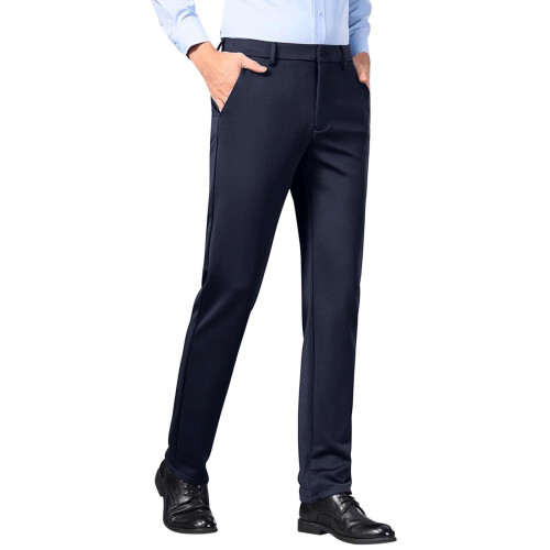 lulshou Ανδρικό Παντελόνι Φόρεμα Ψηλόμεσο Business Casual Παντελόνι με Επίσημο Παντελόνι 2