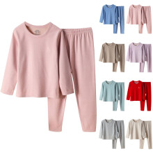 Conjunto de ropa interior térmica para niños de 2 a 13 años, camiseta de cuello redondo a rayas catiónicas y pantalón de dos piezas, conjunto