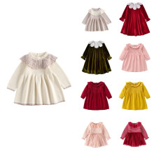 Elegantes beigefarbenes Prinzessinnenkleid für Mädchen mit langen Ärmeln und Rundhalsausschnitt für Bankette und Partys – Kompatibel mit