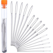 15 Piezas Agujas Romas Acero Inoxidable Agujas de Tejer Hilados de Ojos Grandes Agujas de Coser, 3 Tamaños