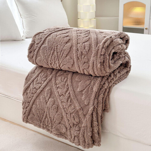 Flannel Blanket Coffee 39x28in Warm Washable 2