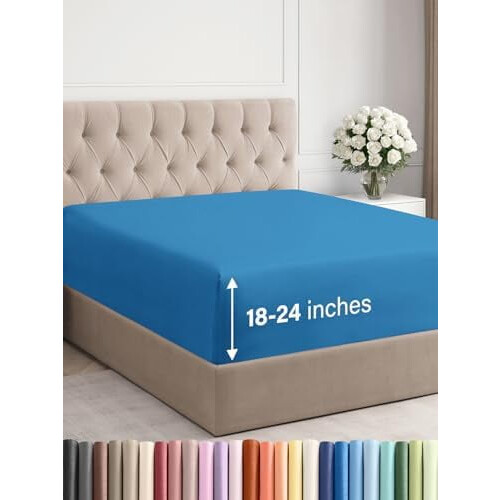 Drap-housse à poches profondes King – Matelas de 18 à 24 pouces,