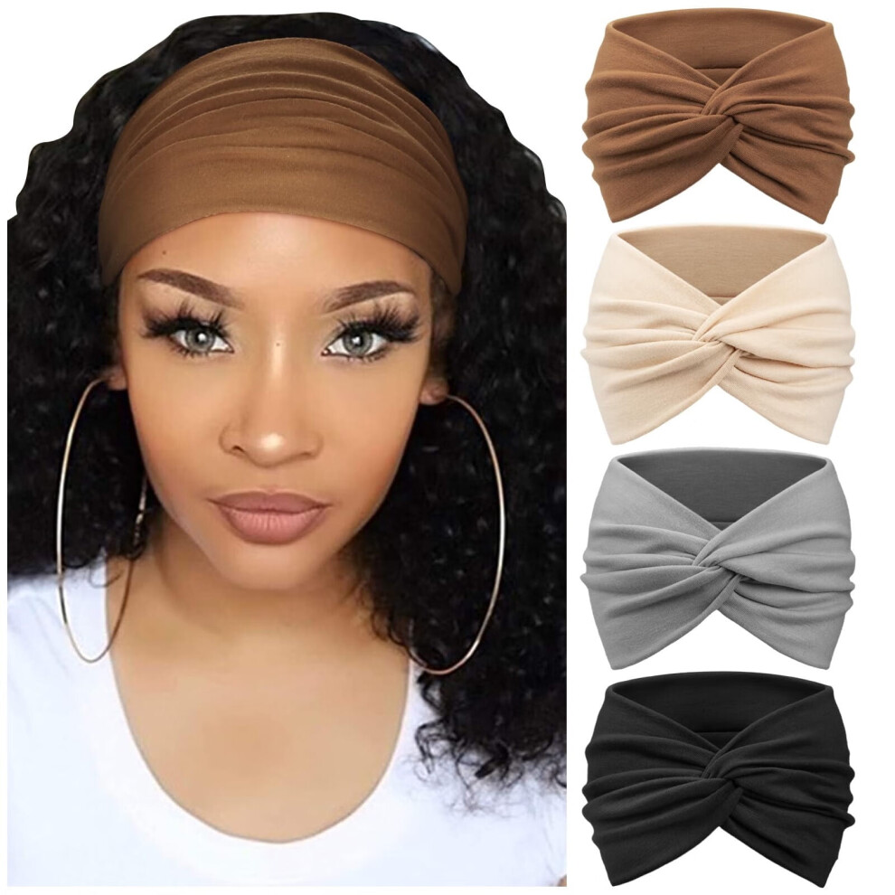 ZOUYUE women's wide vintage turban headbands 4 pack