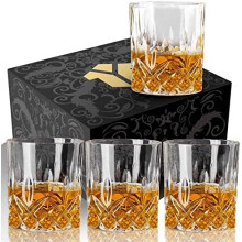 Whiskey Glasses Set of 4, 10 oz Rocks Tumblers for Scotch, Bourbon, Whisky, Cocktail & More – Compatible with Home Bar