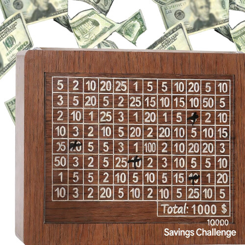 Spaaruitdaging Box Kit Houten Geldkluis met Teller 1