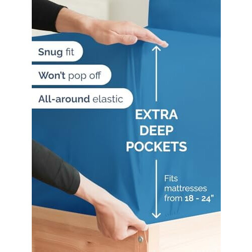 Drap-housse à poches profondes King – Matelas de 18 à 24 pouces, 1