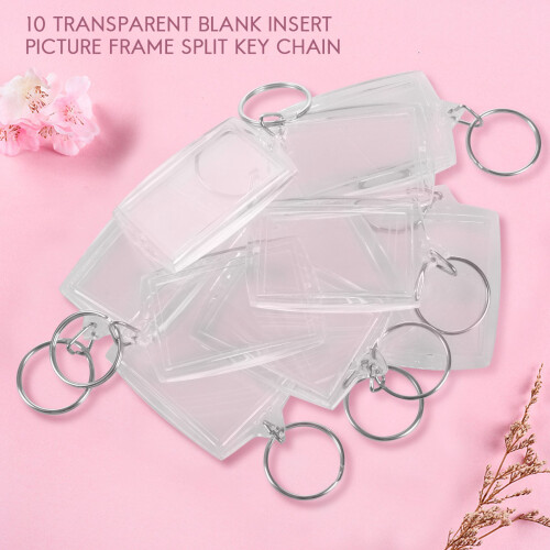 10pcs Transparent Blank Insert Photo Picture Frame Key Ring Split keychain 1