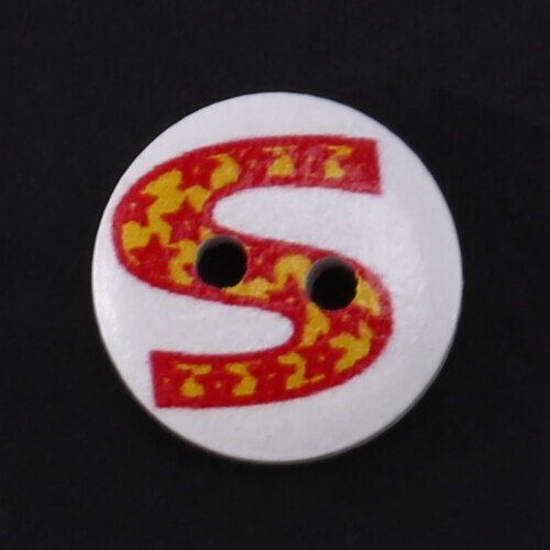 100Pcs Mixed Painted Letter Alphabet Wooden Sewing Button Scrapbooking
