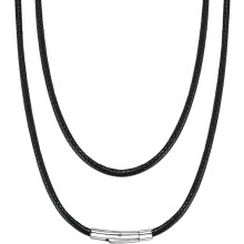 Collana in pelle intrecciata impermeabile per uomo e donna, chiusura in acciaio inossidabile/nera, 2/3 mm, 40-76 cm, nero/marrone, confezione regalo.