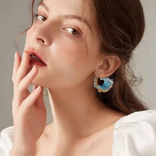 Ocean's Oath boho blue wave jewelry set 3 pieces 1