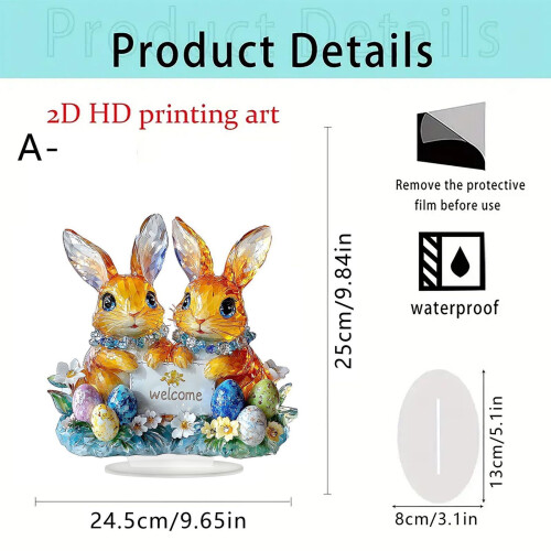 Buntes Acryl-Dekorationsset mit Hasenfigur 2