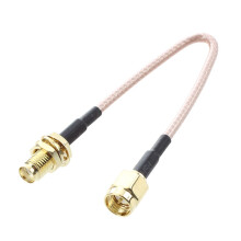SMA Hona SMA Hane F / M Antennanslutningskabeladapter Svart + Guld