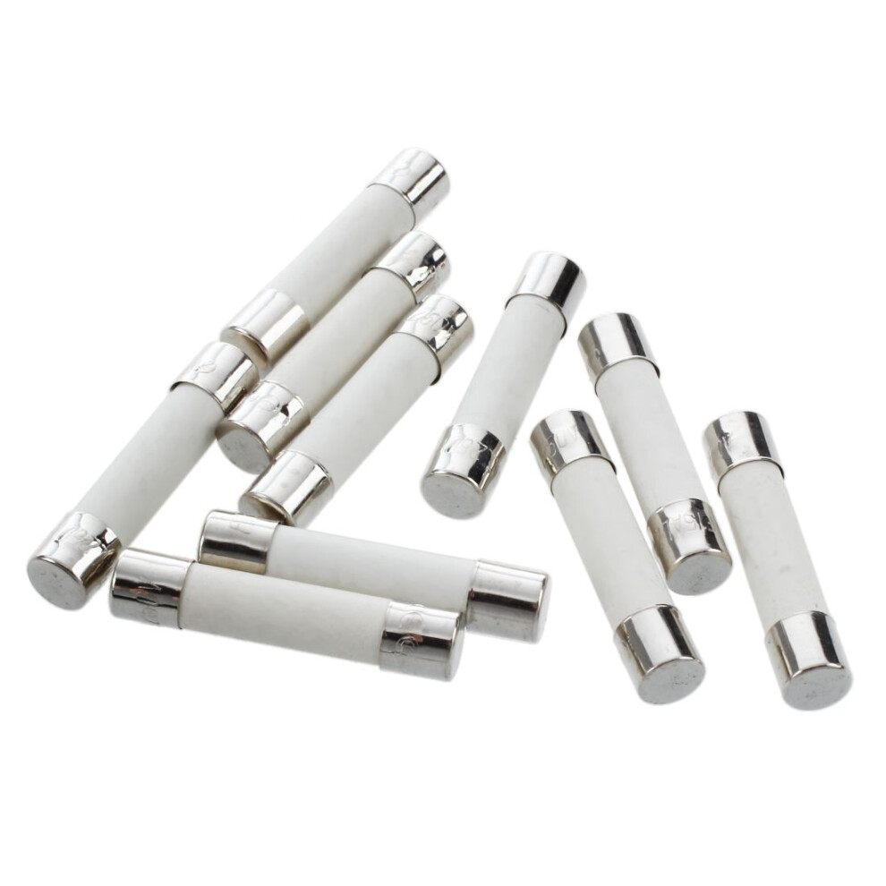10 Pcs Ac 250 V 15 A 6 X 30 Mm, High Speed Kick Cylindrical Fuse Tube Ceramic White + Silver 6033882272894