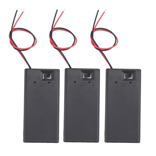 3 Pcs Two Wire Lead /Off  1 x 9V Battery Cell Case Holder