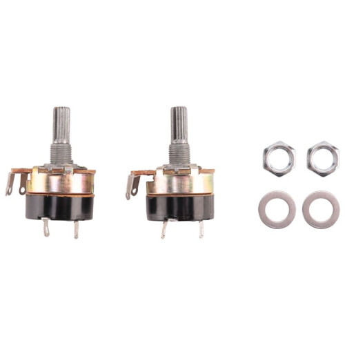2Pcs 500K Ohm Single Linear Taper Potentiometers with /off