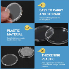 10 pcs Small round transparent plastic coin capsules box 26mm