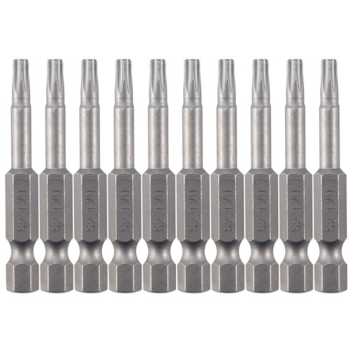 6.3mm Hexagon Shank 4mm T20 Magnetic Tip Torx Screwdriver Bits 10 Pcs