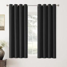 Linen Blackout Curtains 52x63 in, 2 Panels, Grommet Top