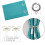 Teal Blackout Curtains with Silver Palm Print, Grommet, 4