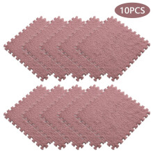 Tapis moelleux en mousse EVA douce et duveteuse, tapis de jeu et de salon, 30 x 30 cm, rouge pastèque – Convient pour la maison, le salon et la