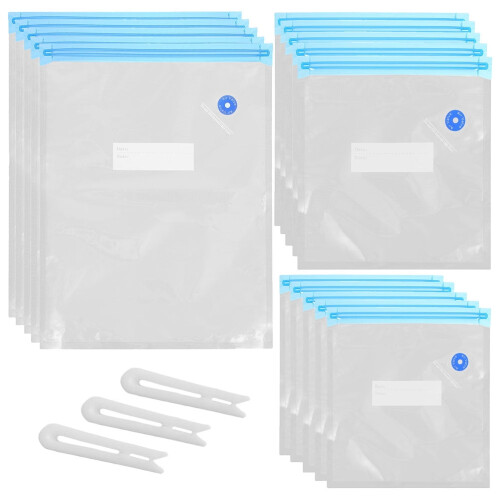 1 ensemble de sacs de conservation sous vide réutilisables avec clips