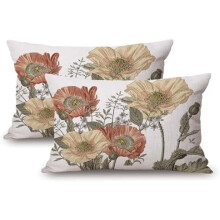 Fodere per cuscini decorativi floreali vintage 12x20, federe in lino con motivo botanico marrone ruggine, decorazioni per esterni in stile rustico,