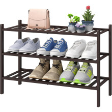 Étagère à chaussures en bambou à 3 niveaux – Empilable, montage facile