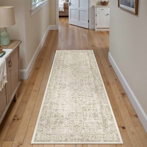 Light Brown Washable Runner Rug 2'6" x 8'