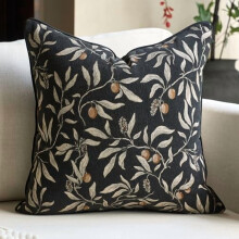 Zwarte sierkussenhoes met bloemenprint, 18x18 inch (vierkant), luxe decoratieve kussenhoes voor bank, woonkamer en slaapkamer.