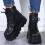 Μπότες Shldybc Chunky Platforms για γυναίκες, Casual Plus Size Retro Flat Bottom Shoes με κορδόνια και 1