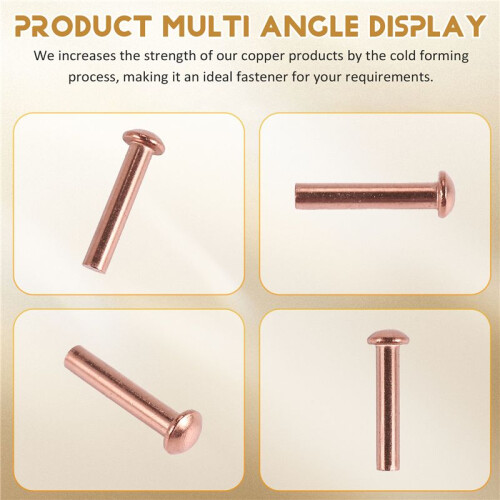 100 Pcs 5/64inch x 25/64inch Round  Copper Solid Rivets Fasteners 2
