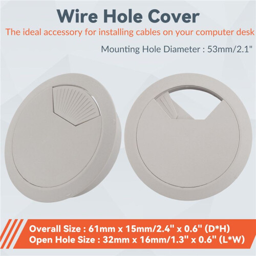 4 Pcs 53mm Drill Hole Plastic Home Computer Desk Cable Cord Grommets 1
