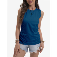Débardeurs femme, col rond, sans manches, coupe ajustée, vêtements décontractés printemps-été