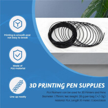 Impresora 3D Pen Filament 1.75Mm Pla 10M (Negro PLA)