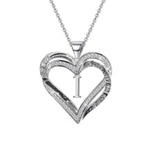 Silverpläterat hjärtformat initialhalsband – Present till kvinna, fru, flickvän, mamma (jul, årsdag, födelsedag)