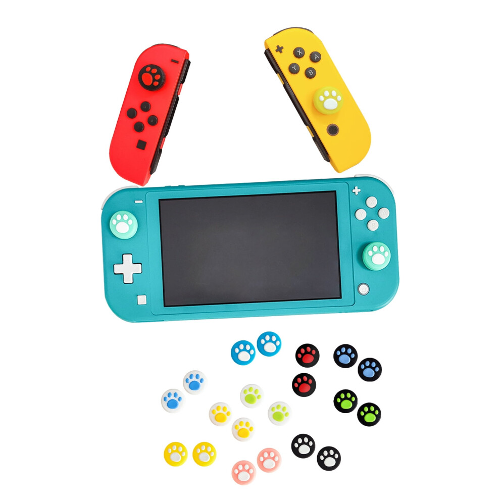 Silicone Cat Paw Thumb Grip Caps For Compatible With Nintendo Switch, Switch Lite, Switch Oled Controller Joystick, Black/Blue 9329345068607