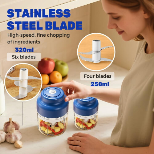 Electric Garlic Chopper Mini – Cordless, Rechargeable, 2