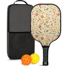 Set di racchette da pickleball con 2 palline e borsa – Racchette in fibra di vetro con motivo floreale, adatte per giocare sia all'interno che